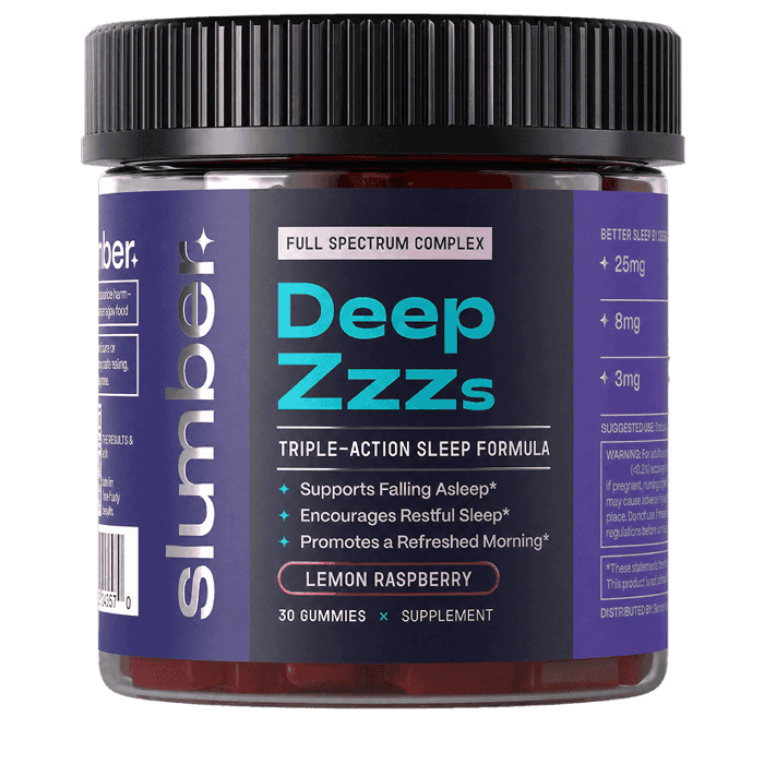A jar of Slumber Deep Zzzs, lemon raspberry, 30 gummies